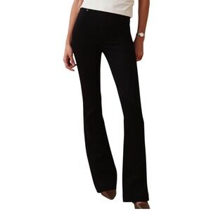 $168 SPANX Sculpt Redefine Flare Jeans Black High Rise Shaping Denim Pants 14R